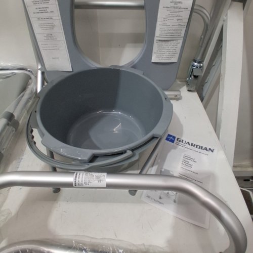 GUARDIAN ALUMINUM PADDED SHOWER CHAIR COMMODE WITH 4 LOCKING CASTERS - 300LBS CAP - GREY (MODEL: G1-502PWX1) image 3