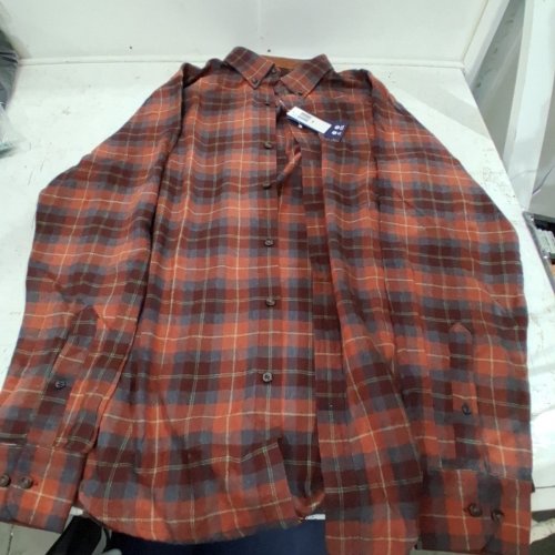 MEN'S IZOD PLAID WOVEN LONG SLEEVE BUTTON-UP SHIRT - MEDIUM - BROWN (STYLE: IZFIBZ3R) image 2