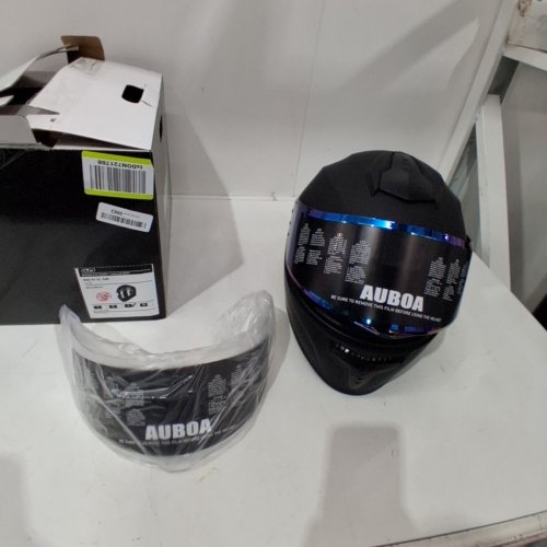 ADULT UNISEX ILM AUBOA FULL FACE MOTORCYCLE HELMET WITH ADDITIONAL CLEAR VISOR - LARGE - MATTE BLACK (MODEL: MD-813C-MB) image 2