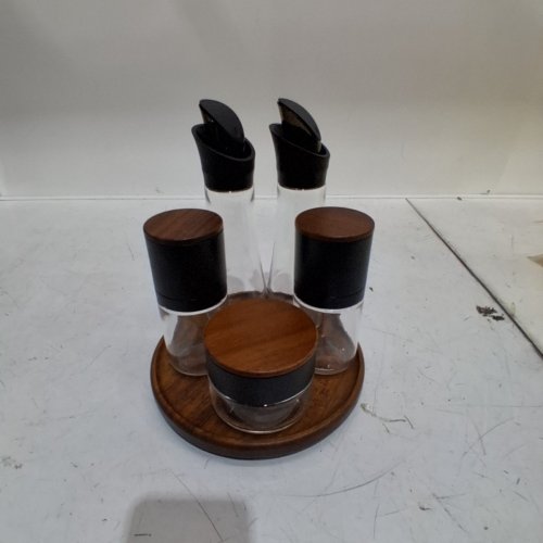 6PC TRUDEAU SEASONING STATION WITH ACACIA WOOD LAZY SUZAN BASE image 2
