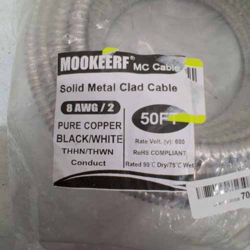MOOKERF PURE COPPER SOLID METAL CLAD CABLE - 8 AWG/2, 50FT, 600V - SILVER (MODEL: MC-8AWG/2-50FT) image 2
