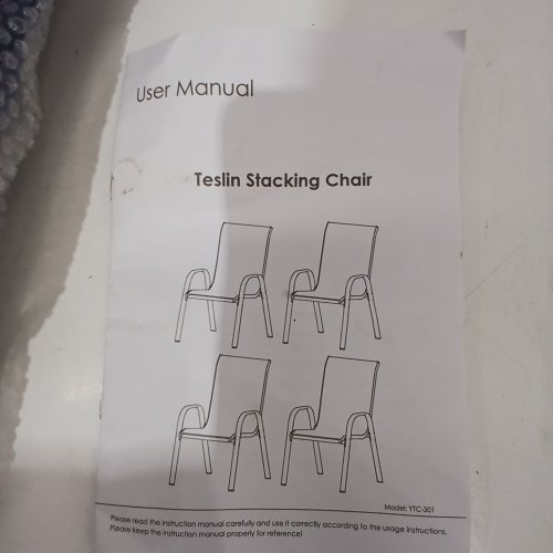 4PK TLSUNNY STACKABLE OUTDOOR ALL WEATHER PATIO CHAIRS - 330LBS - BLUE / BLACK (MODEL: YTC-301) image 5
