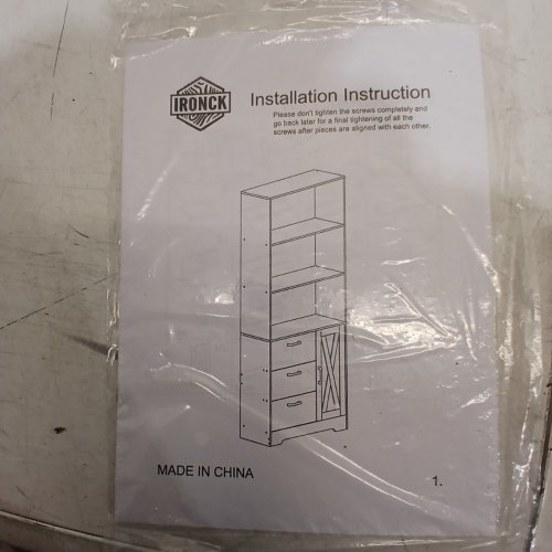 IRONCK STORAGE CABINET WITH OPEN SHELVES AND DRAWERS - 70.8" X 11.8" X 29.5" - WHITE (MODEL: HK-SG-15) image 4