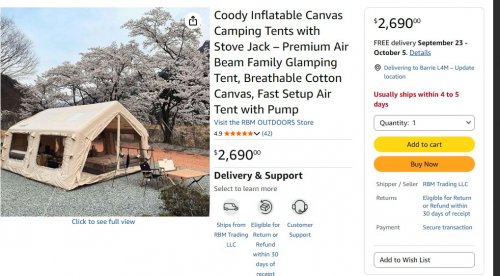 COODY INFLATABLE CANVAS CAMPING TENTS - 8-PERSON- 12FT X 12FT X 7FT - KHAKI (MODEL: COODY 13.6) image 2