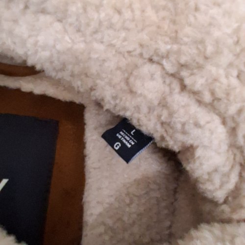 MENS DKNY FAUX SHEARLING BOMBER JACKET WITH FAUX FUR COLLAR - LARGE - BROWN image 3