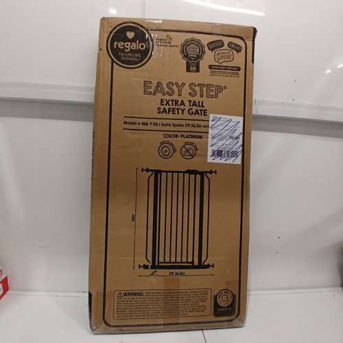 REGALO EASY STEP EXTRA TALL WALK THRU SAFETY GATE - 29" - 36.5" X 36" - PLATINUM GREY (MODEL: 1166 P DS) image 4