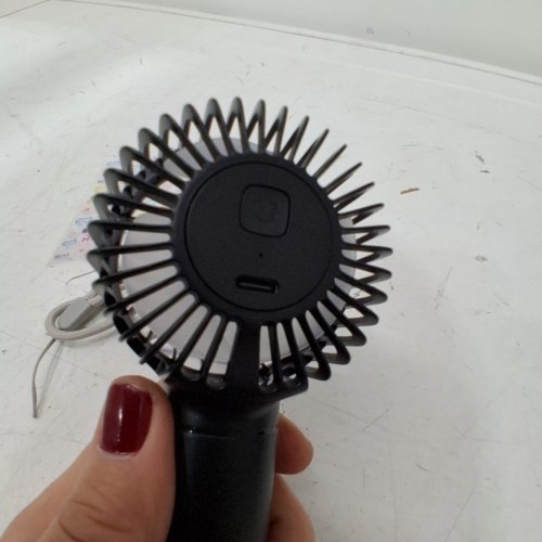 EASYACC MINI PORTABLE HANDHELD POCKET FAN WITH STAND, LANYARD AND CHARGER - BLACK image 4