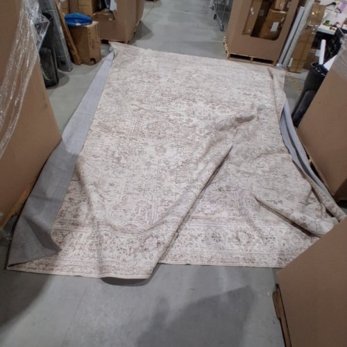 FMFUNCTEX WASHABLE VINTAGE NON-SLIP LOW PROFILE AREA RUG - 12FT X 14FT - BEIGE image 2