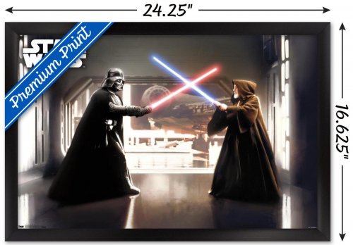STAR WARS: SAGA - FIRST DUEL WALL POSTER FRAMED - 34" X 22.375" - BLACK FRAME image 2