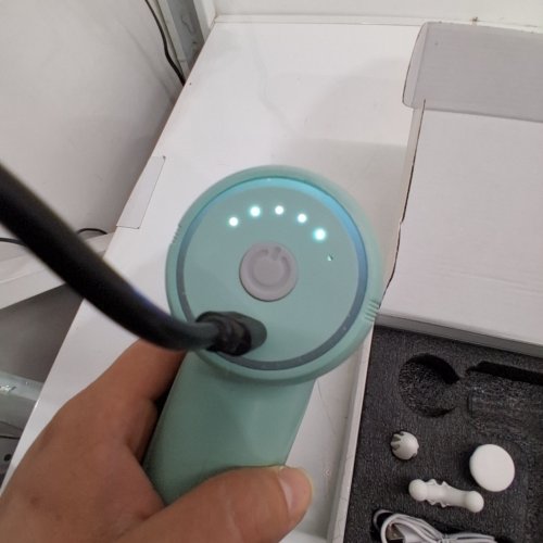 PORTABLE PERCUSSION MUSCLE MASSAGER WITH 4 INTERCHANGEABLE HEADS - TEAL (MODEL: MG-203) image 2