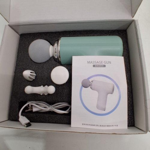 PORTABLE PERCUSSION MUSCLE MASSAGER WITH 4 INTERCHANGEABLE HEADS - TEAL (MODEL: MG-203) image 4