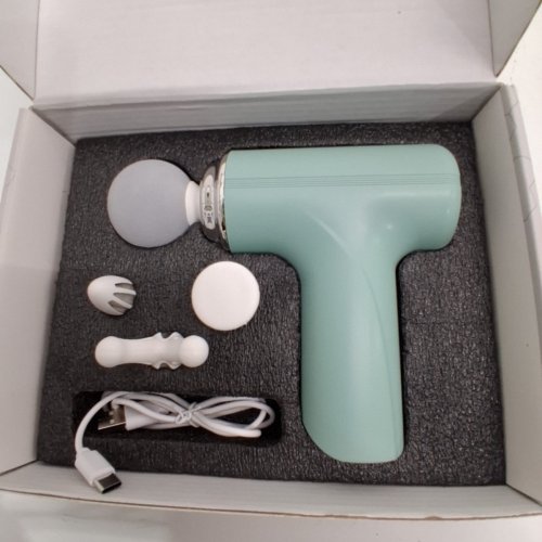 PORTABLE PERCUSSION MUSCLE MASSAGER WITH 4 INTERCHANGEABLE HEADS - TEAL (MODEL: MG-203) image 5