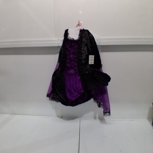 GIRL'S ENCHANTED WITCH COSTUME SET WITH HAT - LARGE - BLACK / PURPLE image 2