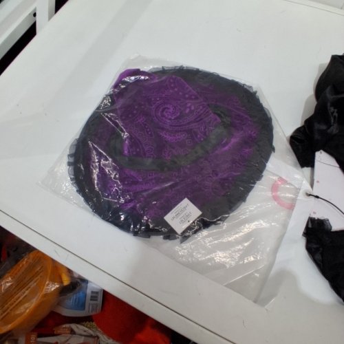 GIRL'S ENCHANTED WITCH COSTUME SET WITH HAT - LARGE - BLACK / PURPLE image 3