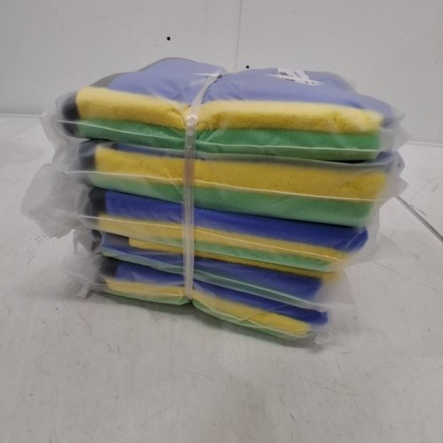 5 (3PK) PREMIUM MICROFIBER CLEANING CLOTH FOR CAR, KITCHEN, GLASS - 12" - GREEN / BLUE / YELLOW image 3