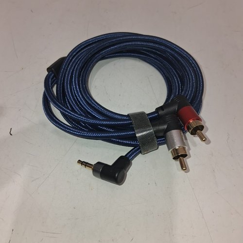MALE TO MALE ADAPTER NYLON STEREO AUDIO CONVERTER - 3.5MM - 6.6FT - BLUE image 2