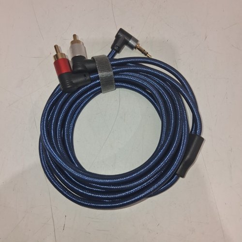 MALE TO MALE ADAPTER NYLON STEREO AUDIO CONVERTER - 3.5MM - 6.6FT - BLUE image 3