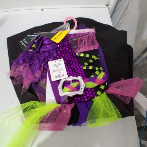 2PC GIRL'S PARTYHOLIC WITCHY WITCH COSTUME SET - LARGE (10-12) - BLACK / PURPLE / GREEN image 2
