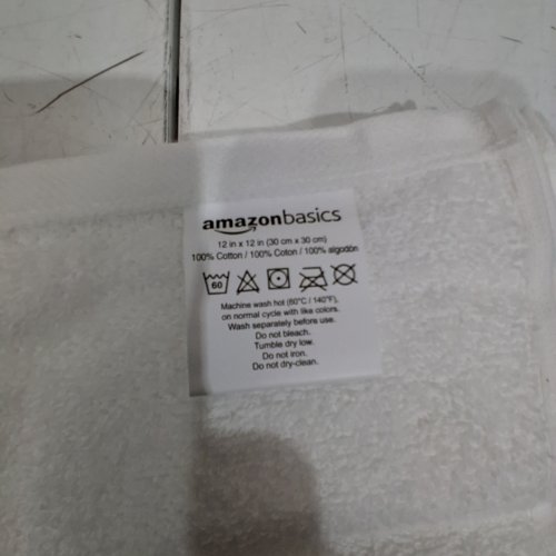 12PK AMAZONBASICS COTTON HAND TOWELS - 12" X 12" - WHITE image 2