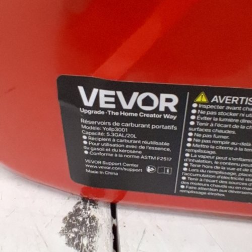 VEVOR PORTABLE FUEL TANK - 5.3 GAL / 20 L - RED (MODEL: YOILP3001) image 3