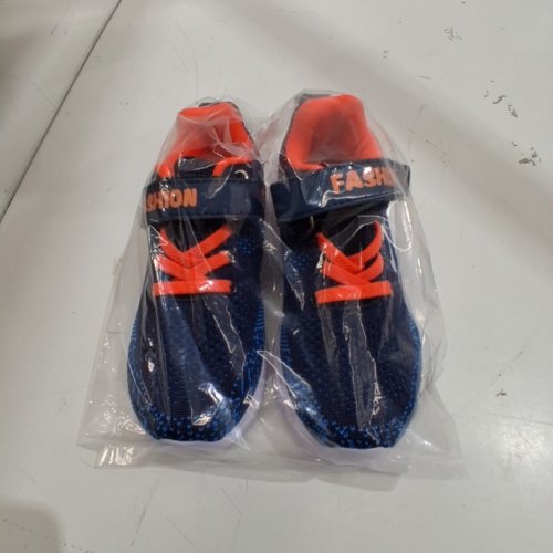 KIDS ATHLETIC BREATHEABLE TENNID SHOES - 12.5-13 - NAVY AND ORANGE image 3