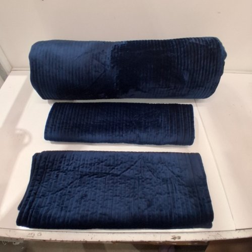3PC CORDUROY VELVET QUILT SET - CAL KING, 108" X 102" - BLUE image 2