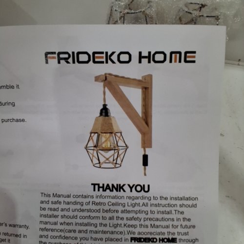 2PK FRIDEKO HOME INDUSTRIAL STYLE WALL SCONCE LAMPS - NATURAL WOOD/BLACK image 3