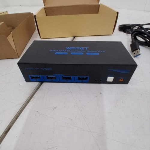 VPFET 2 PORT HDMI KVM SWITCH - 4K@60HZ, 4 X USB 3.0 PORTS - BLACK/BLUE - (MODEL: VP-SW220) image 3
