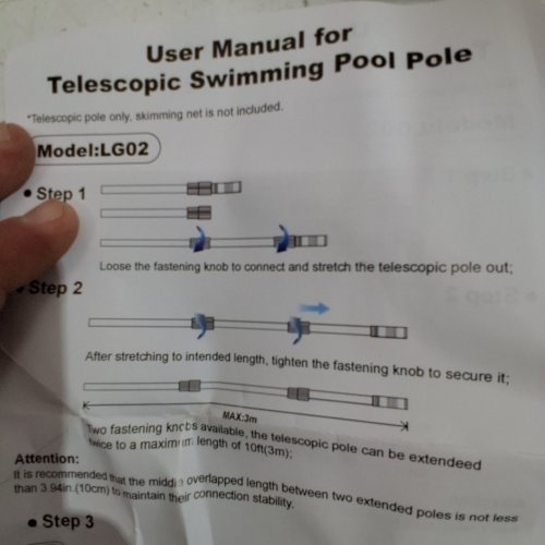 AMAZON BASICS TELESCOPIC SWIMMING POOL POLE - MAX 3M - BLACK / YELLOW (MODEL: LG02) image 3