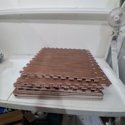 12PK YES4ALL INTERLOCKING EXERCISE FOAM MATS- 24" X 24" - DARK OAK WOOD image 2