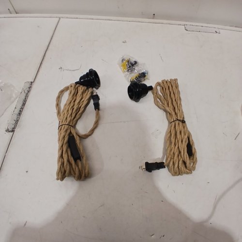 2PK HANGING ROPE LIGHT FIXTURE - 15FT/BULBS NOT INCLUDED - BROWN image 2