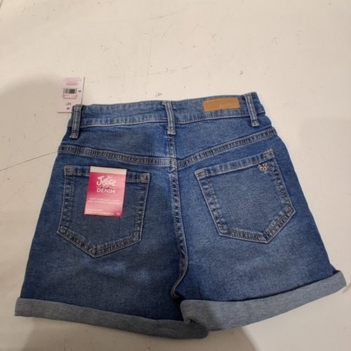 GIRLS JUSTICE DISTRESSED DENIM SHORTS WIKTH BRACELET - SIZE 10 - BLUE image 3