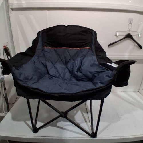 SOGESFURNITURE FULLY PADDED FOLDABLE CAMPING CHAIR WITH REFRIGERATED POUCH & CUP HOLDERS - 500LBS MAX - BLACKL/NAVY BLUE (MODEL : 30WYDNCC01-BU) image 2