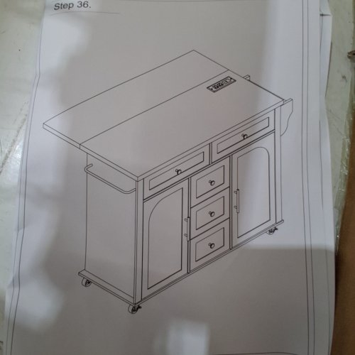 EBERN DESIGNS ROLLING KITCHEN ISLAND STORAGE CART WITH DROP LEAF TOP & CHARGING STATION - 41" X 26" - WHITE - (MODEL: MKS-120-WH-110) image 3