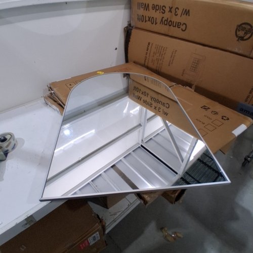 NEUWEABY ARCHED MOUNTED WALL MIRROR WITH METAL FRAME - 24" X 36" - SILVER image 2