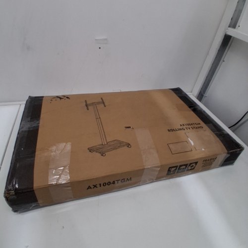 AX WABER PORTABLE ROLLING TV STAND WITH WHEEL AND SWIVEL MOUNT - FOR 27" TO 65" TVS - WHITE/GRAIN (MODEL: AX1004TGM) image 3