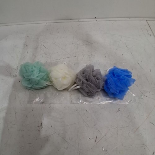 4PK SOFT FLEECE SHOWER SPONGE LOOFAH - GREEN/WHITE/GREY/BLUE image 2