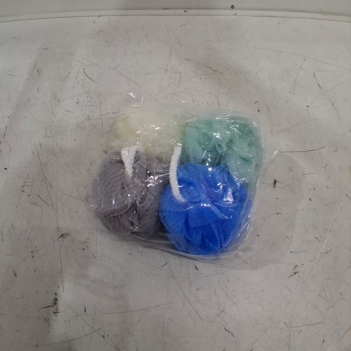 4PK SOFT FLEECE SHOWER SPONGE LOOFAH - GREEN/WHITE/GREY/BLUE image 3