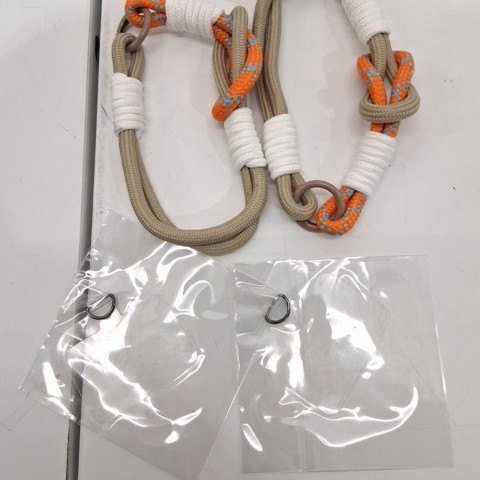 2PK HANDMADE COLORED PARACORD WRIST PHONE STRAP - BROWN/WHITE/ORANGE image 2