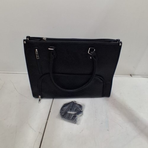 2PC GUGXIOM TOTE LAPTOP BAG WITH INSULATED LUNCH COMPARTMENT AND SMALL PURSE - BLACK image 2