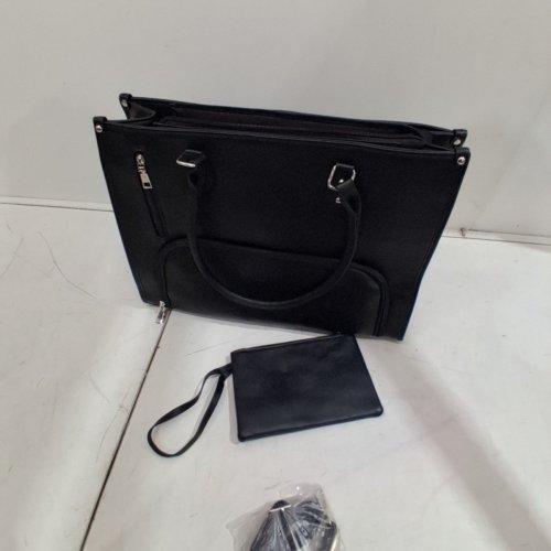 2PC GUGXIOM TOTE LAPTOP BAG WITH INSULATED LUNCH COMPARTMENT AND SMALL PURSE - BLACK image 4