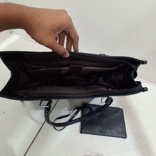2PC GUGXIOM TOTE LAPTOP BAG WITH INSULATED LUNCH COMPARTMENT AND SMALL PURSE - BLACK image 5