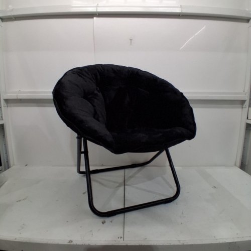 PANAMA JOE PLUSH FAUX FUR HALF MOON FOLDING SAUCER CHAIR - 33" X 16" X 32.5" - BLACK image 3