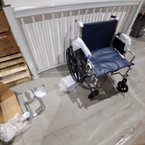 MEDLINE EXCEL WHEELCHAIR - 22"-500 LBS MAX CAPACITY - BLUE (MODEL: MDS806800) image 3