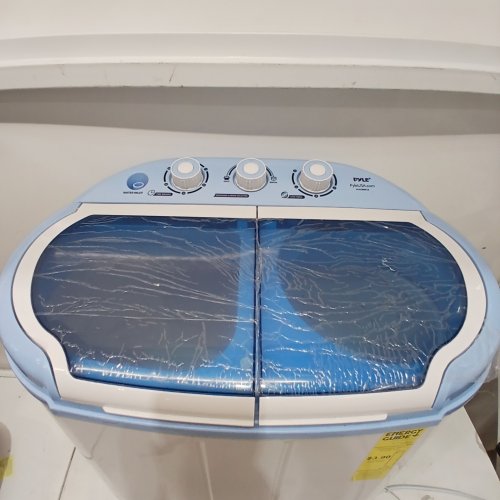 PYLE PURE CLEAN 2-IN-1PORTABLE WASHING MACHINE WITH WASHER & DRYER - 7.7LBS / 3.3LBS CAP - WHITE/BLUE (MODEL: PUCWM22) image 2