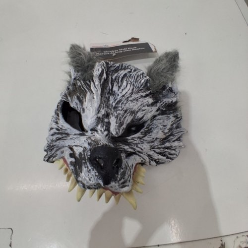 WAY TO CELEBRATE! CHINLESS WOLF MASK - OSFM - GRAY, WHITE AND BLACK image 2