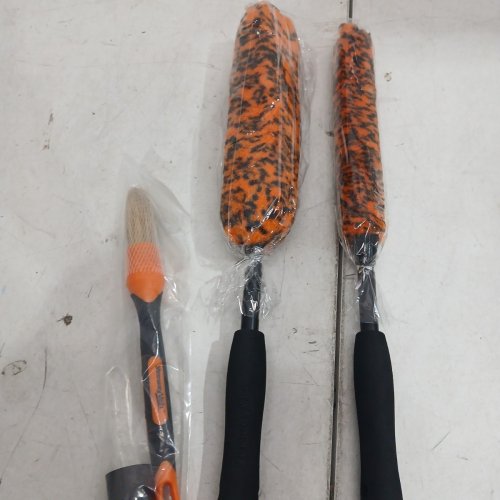 3PC YEEWAYVEH QUICK WHEEL CLEANING BRUSH KIT WITH 360° BENDABLE RIM CLEANER - ORANGE & BLACK image 2