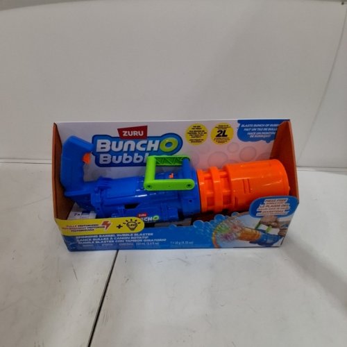 KIDS ZURU BUNCH O BUBBLES SPINNING BARREL BUBBLE BLASTER WITH RECHARGEABLE BATTERY - 30,000 BUBBLES PER MINUTE - BLUE/ORANGE (MODEL: 1851658) image 5