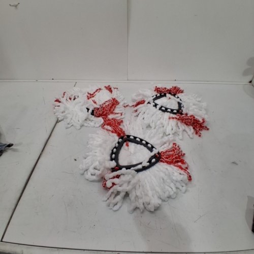 3PC MOP HEADS COMPATIBLE WITH EASY CLEAN MICROFIBER REPLACEMENT SWIVEL HEAD - WHITE\RED image 2