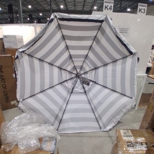 TILTING PATIO UMBRELLA - 8FT - BLACK AND WHITE STRIPED (ITEM: A012-509-009) image 3